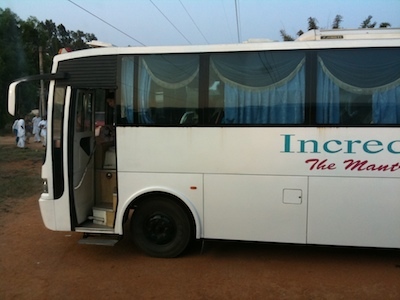 Buses for our trip to Satyaloka